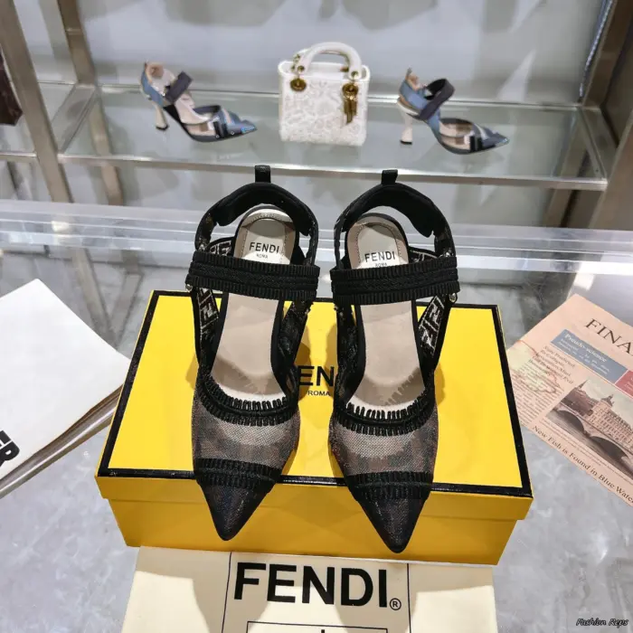 Fendi Colibrì Slingback Heels With Signature FF Logo Mesh Pattern In 2 Colors