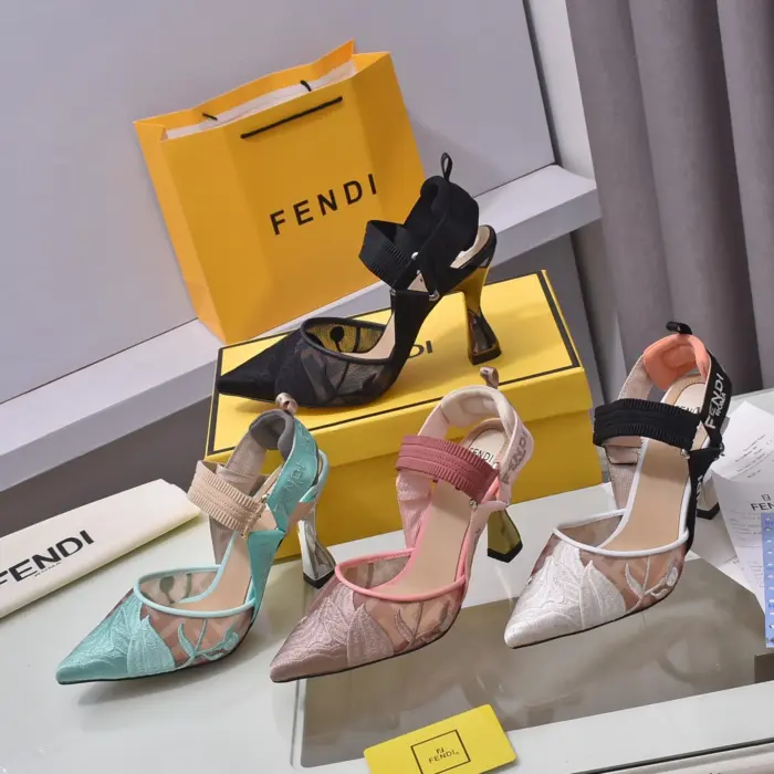 Fendi Colibrì Slingback Heels With Elastic Straps & Logo Detailing In Multiple Colors