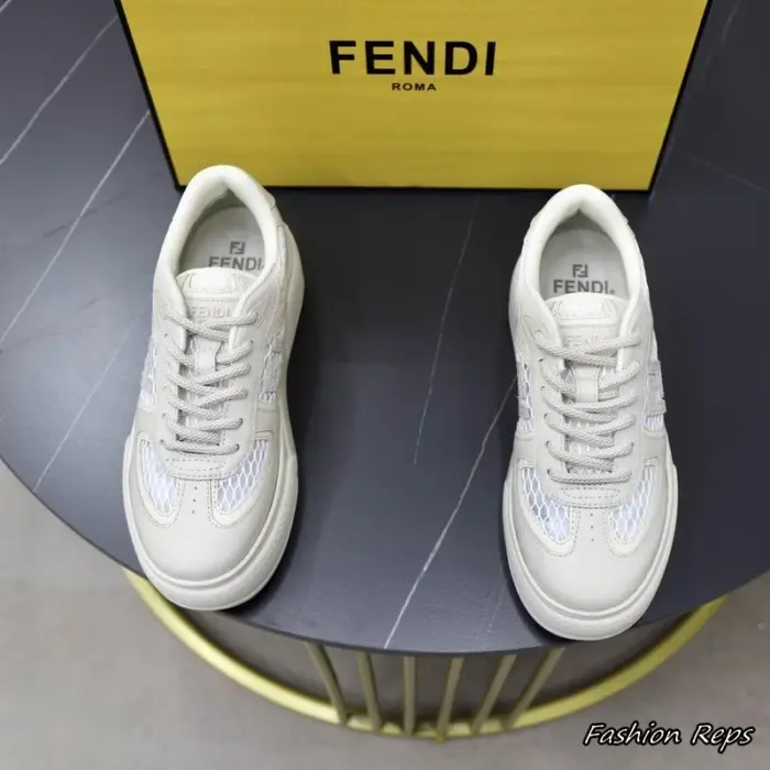 Fendi Match Leather & Mesh Platform Sneakers