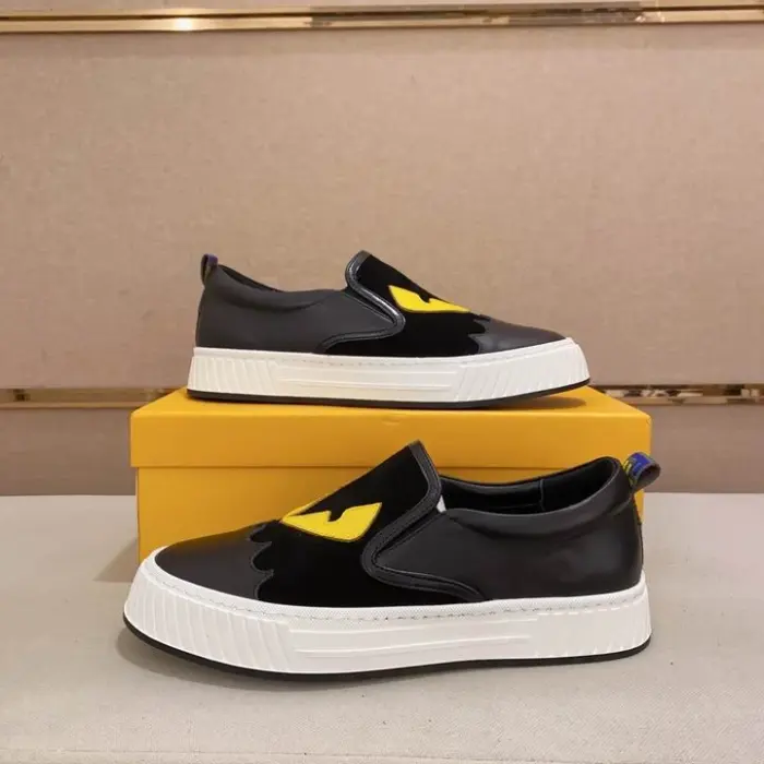 Fendi Slip On Casual Shoes With Signature Fendi Monster Design In 2 Colors