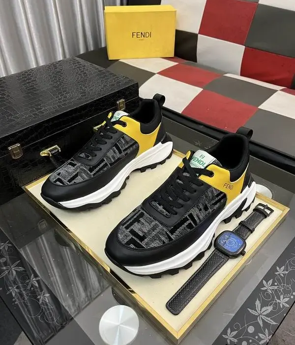 Fendi Low Top Sneakers With Signature FF Pattern