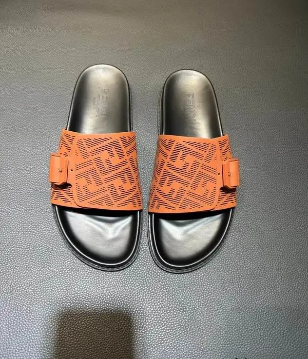 Fendi FF Logo Pattern Sliders With Side Buckle In Multiple Colors