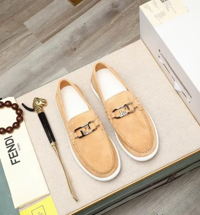 Fendi Slip On Casual Shoes With Polished Silver Tone Metal Bit In Multiple Colors