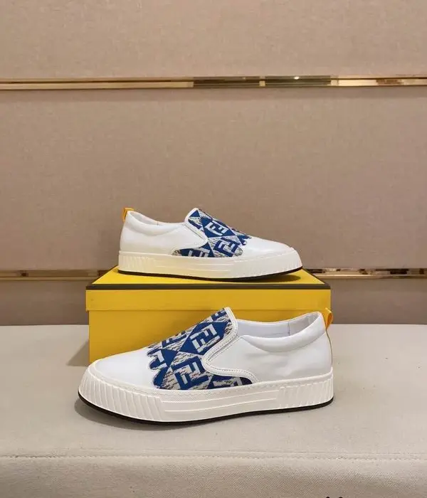 Fendi Slip On Casual Shoes With FF Logo Fabric Insert In 2 Colors