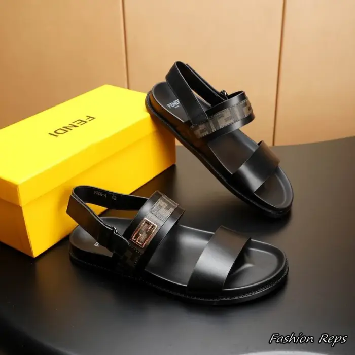 Fendi Clip Men's Sandals With Gold Tone FF Logo Hardware