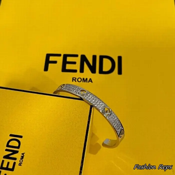 Fendi Crystal Open Cuff Bracelet