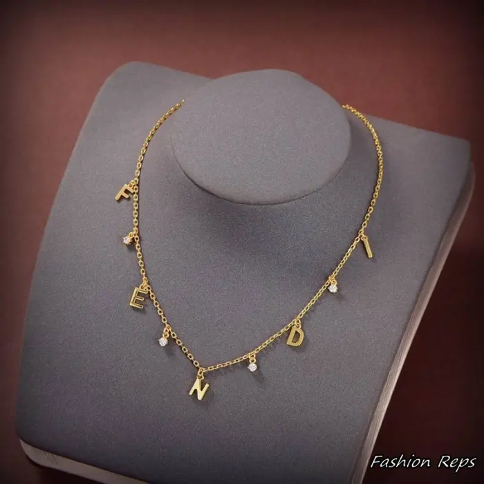 Fendi Letter Charm Choker Necklace
