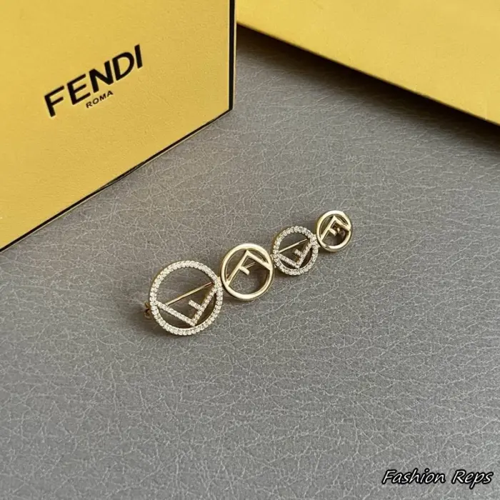 Fendi Crystal Multi Logo Brooch