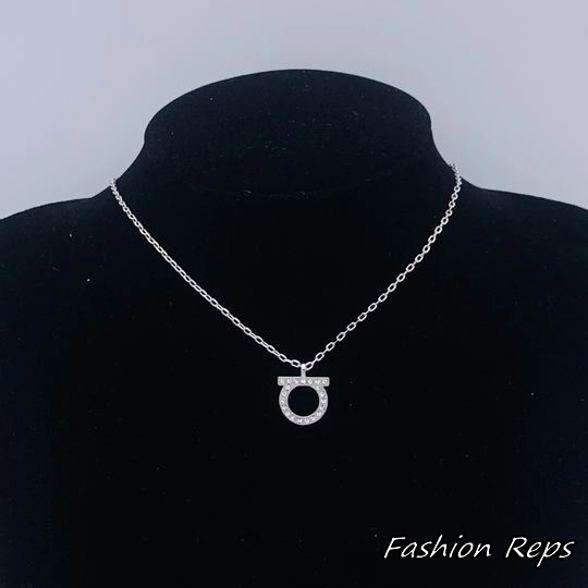 Ferragamo Gancini Crystals Necklace In 2 Colors