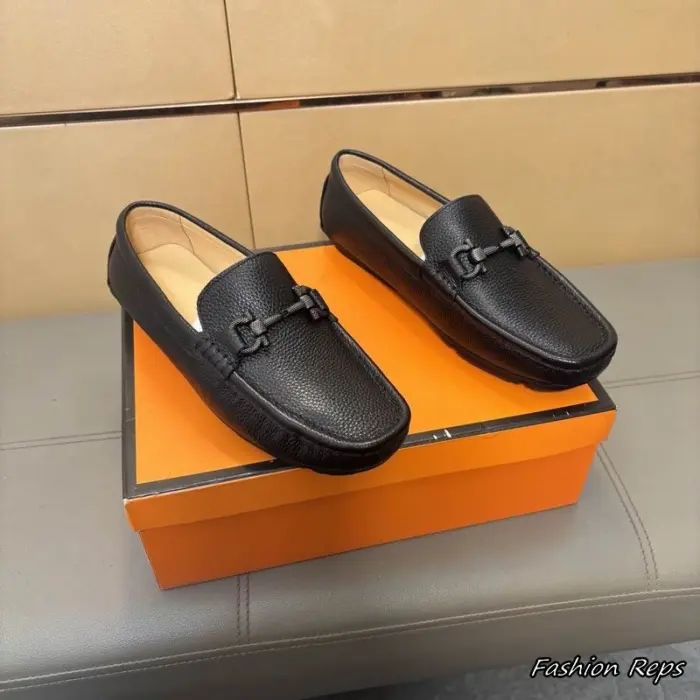 Ferragamo Driving Loafers With Dark Metallic Gancini Bit Ornament