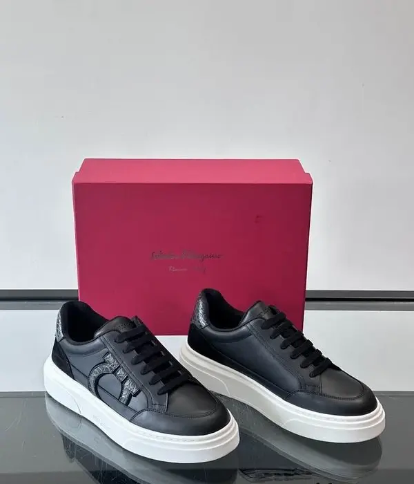 Ferragamo Salvatore Low Top Sneakers With Signature Gancini Side Accent