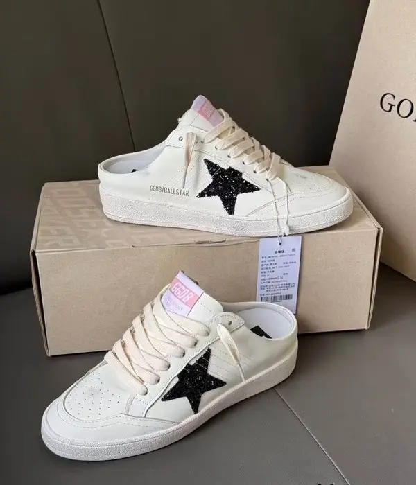 Golden Goose Ball Star Sabot Men's Black Glitter Star Mules