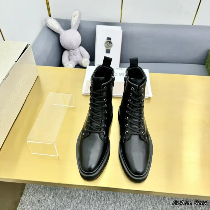 Golden Goose Combat Ankle Boots With Side Zipper