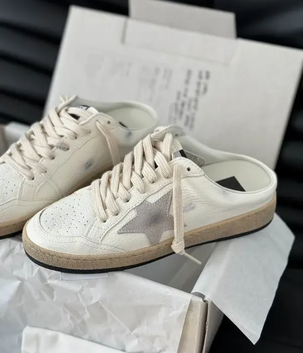 Golden Goose Ball Star Sabot Women's Mules With Signature Grey Suede Star