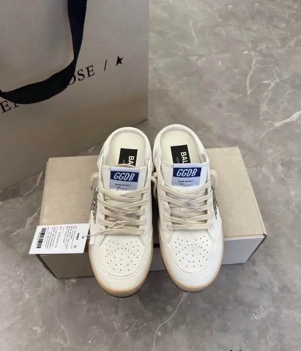 Golden Goose Ball Star Sabot Men's Silver Glitter Star Mules