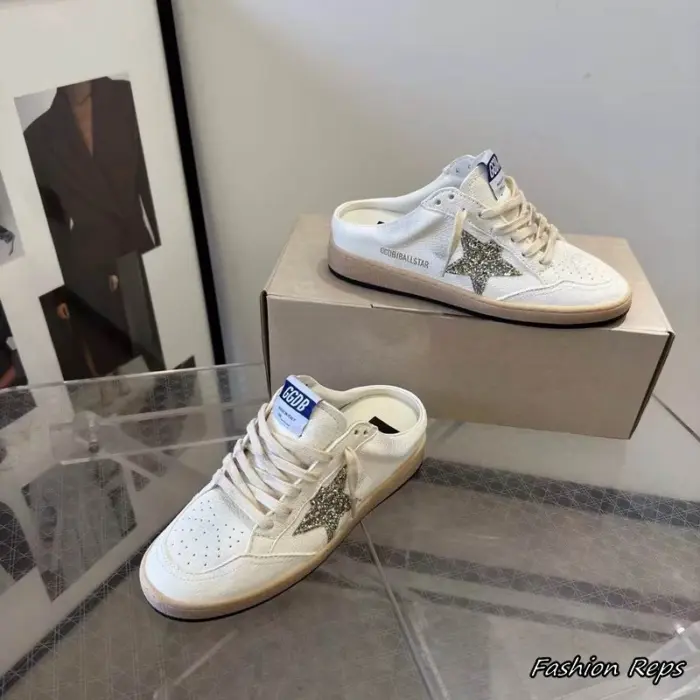Golden Goose Ball Star Sabot Women's Silver Glitter Star Mules
