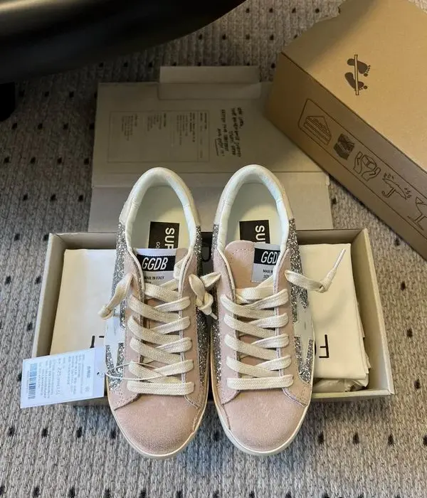 Golden Goose Superstar Men's Sneakers With Sparkling Silver Glitter