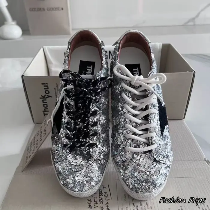 Golden Goose True Star Men's Sneakers With Silver Sequin