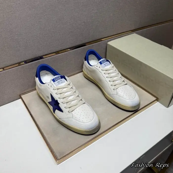 Golden Goose Ball Star Men's Sneakers With Blue Star & Matching Heel Tab