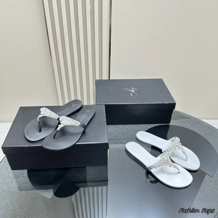 Giuseppe Zanotti T Bar Strap Embellished Sandals In 2 Colors