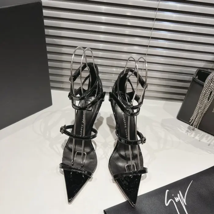 Giuseppe Zanotti Intriigo Heels With Multi Strap Buckle Design In 2 Colors