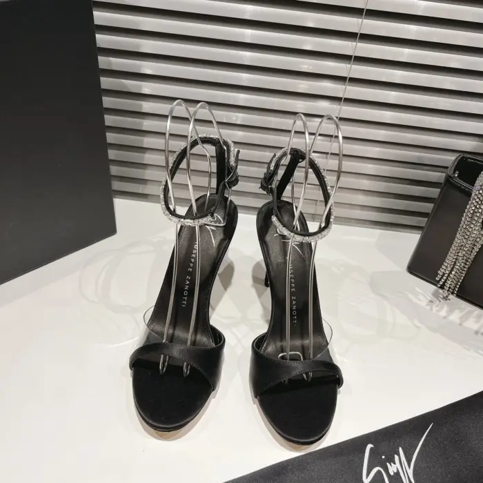 Giuseppe Zanotti High Heels With Sparkling Rhinestone Ankle Straps