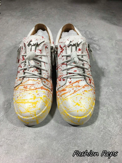 Giuseppe Zanotti Low Top Rainbow Paint Sneakers