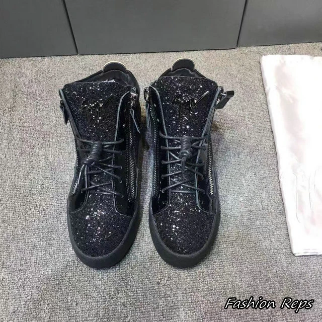 Giuseppe Zanotti Black Women's Glitter High Top Sneakers