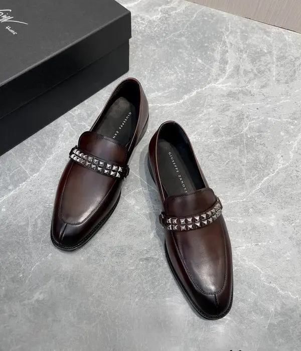 Giuseppe Zanotti Double Row Pyramid Studded Loafers In 2 Colors