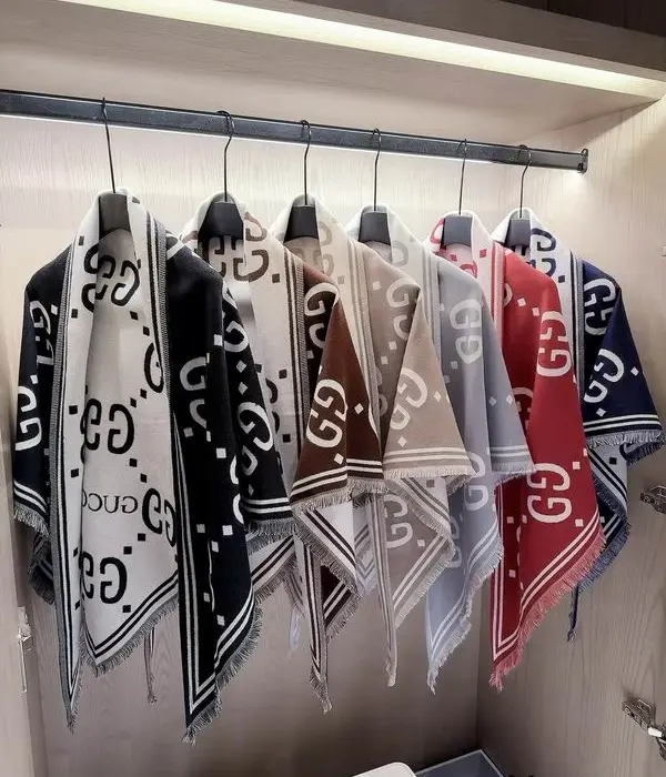 Gucci Alpaca Wool Blend Scarf With GG Monogram Pattern In 2 Colors