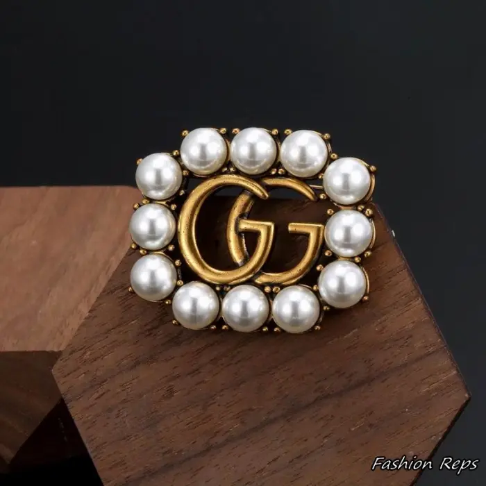 Gucci Pearl Double G Brooch