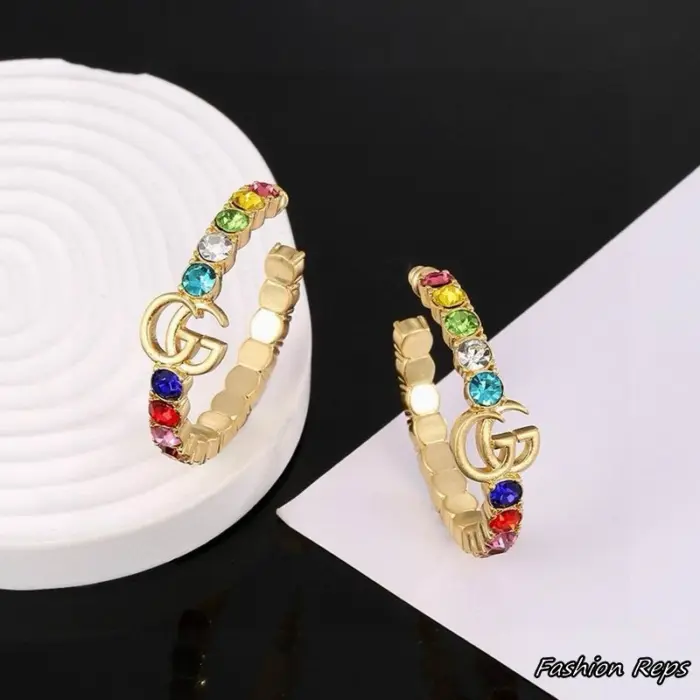 Gucci Multicolor Crystal Double G Hoop Earrings