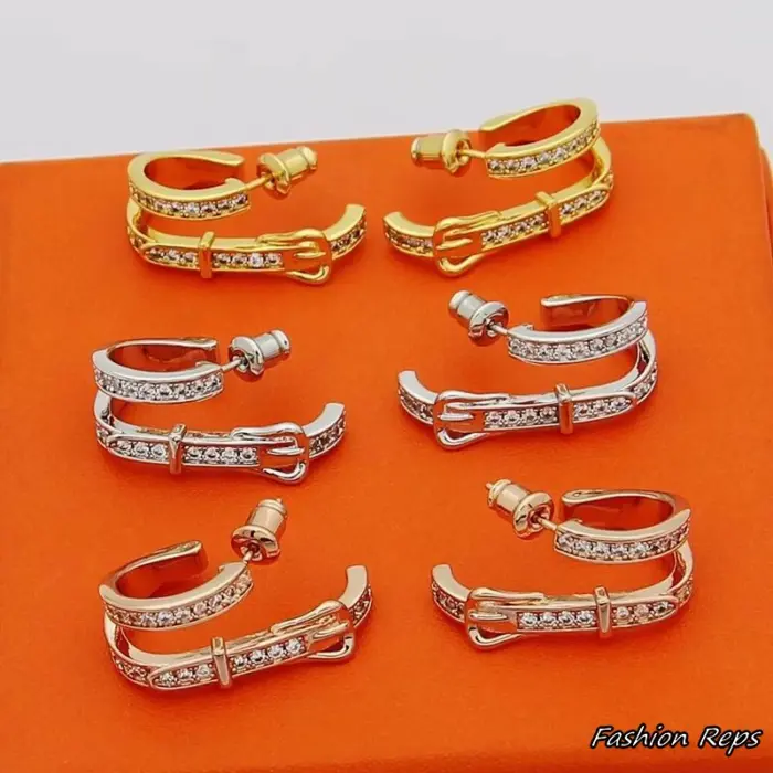 Hermès Étrivière Diamond Hoop Earrings In Different Colors