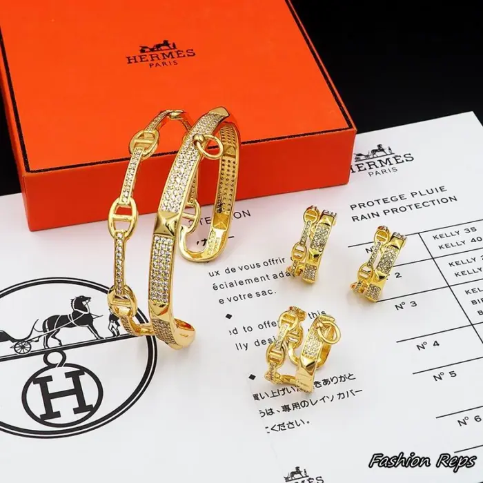 Hermès Chaine d'Ancre Bracelet & Earrings & Ring Set In 2 Colors