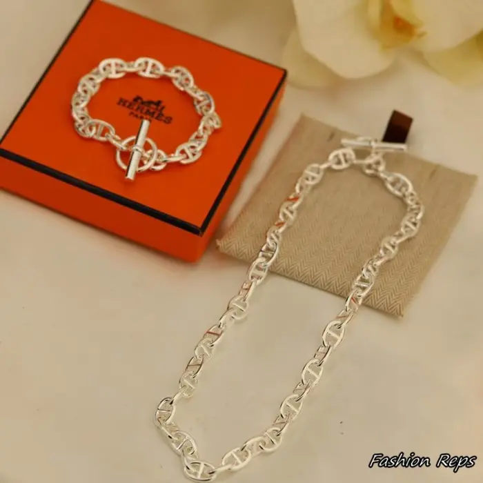 Hermès Chaine d'Ancre Necklace & Bracelet Set In 2 Colors