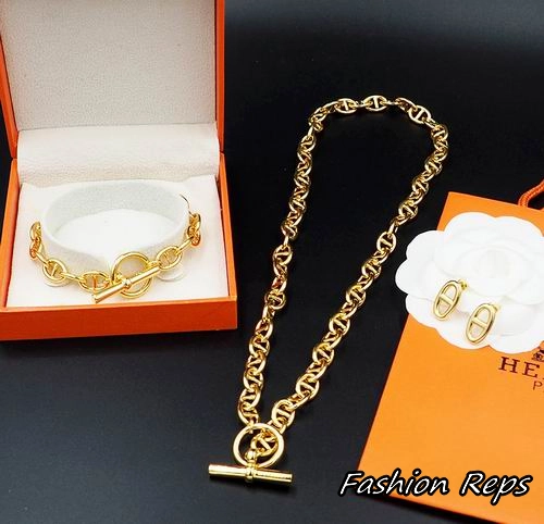 Hermès Chaine d'Ancre Necklace & Bracelet & Earrings Set In 2 Color