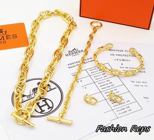 Hermès Chaine Ancre Necklace & Bracelet & Earrings Set In 2 Color