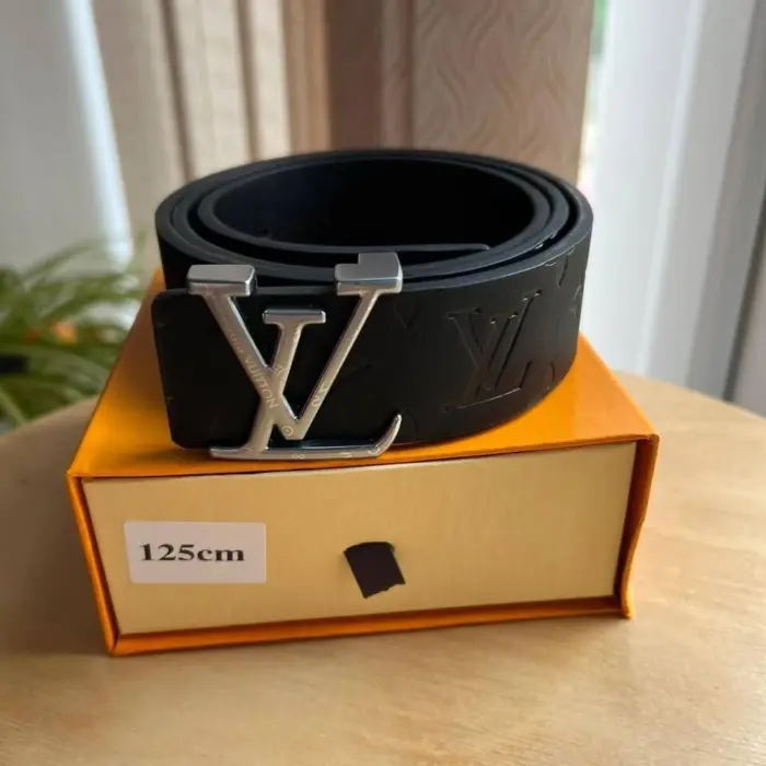 Louis Vuitton Classic LV Initials Shadow Embossed Leather Belt