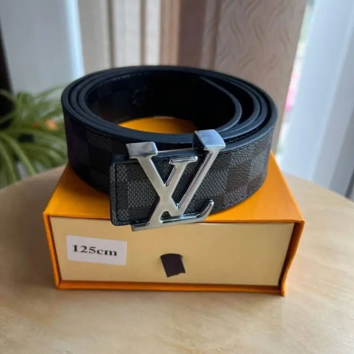 Louis Vuitton LV Initiales Damier Graphite Silver Buckle Belt