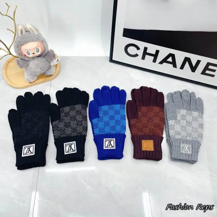 Louis Vuitton Damier Initial Patch Knit Gloves In Different Colors