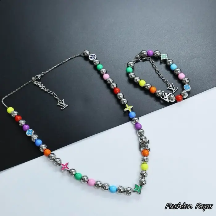 Louis Vuitton Rainbow Beaded Necklace & Bracelet Set