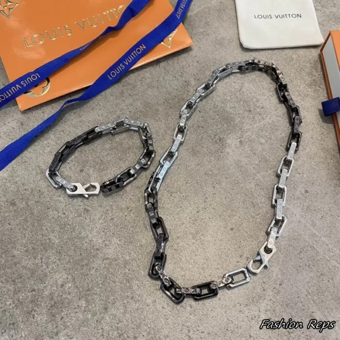 Louis Vuitton Industrial Chain Necklace & Bracelet Set