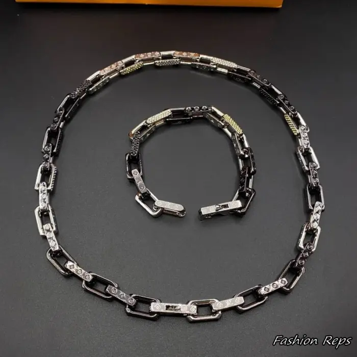 Louis Vuitton Monogram Chain Necklace & Bracelet Set