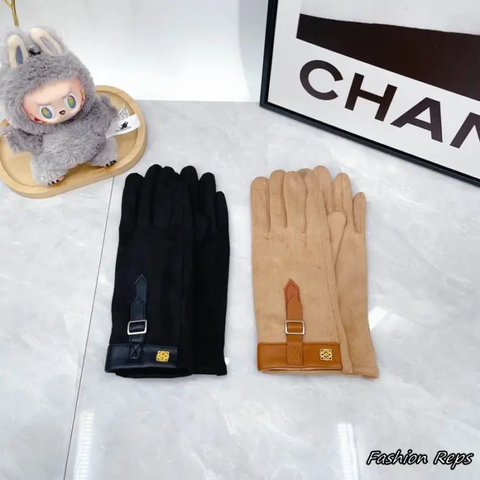 Loewe Anagram Suede Buckle Gloves In 2 Colors