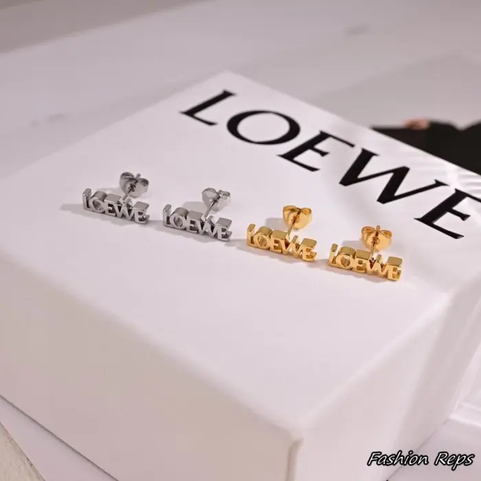 Loewe Block Font Logo Stud Earrings In 2 Colors