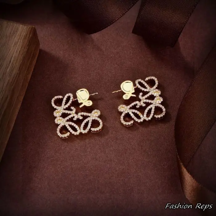 Loewe Pave Anagram Stud Crystal Earrings