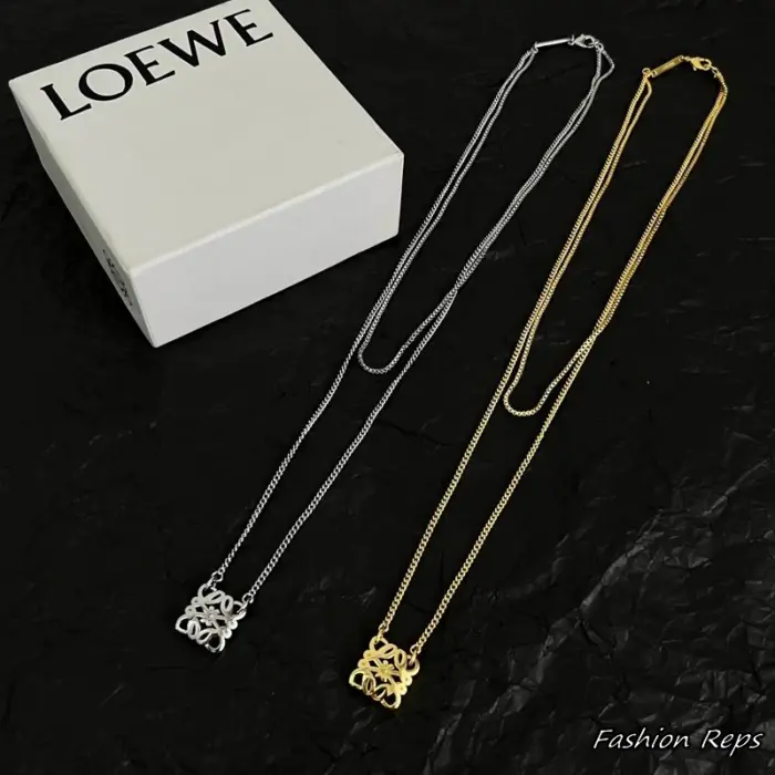 Loewe Double Chain Anagram Pendant Necklace In 2 Colors
