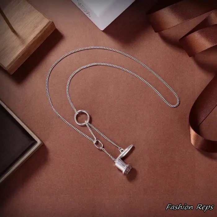Loewe Anagram Lariat Stamp Pendant Necklace
