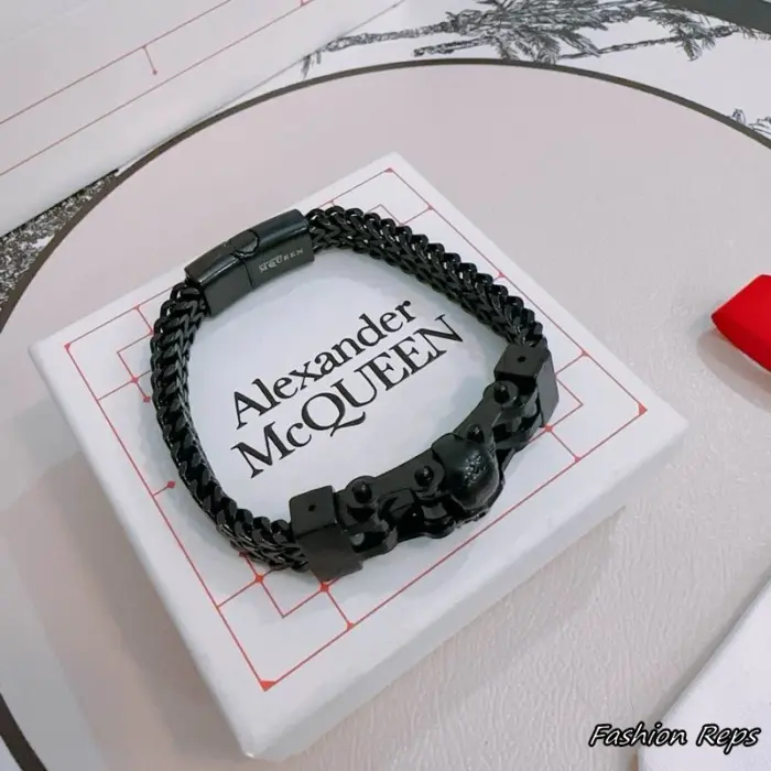 Alexander McQueen Punk Skull Studded Faux Cuff Bracelet