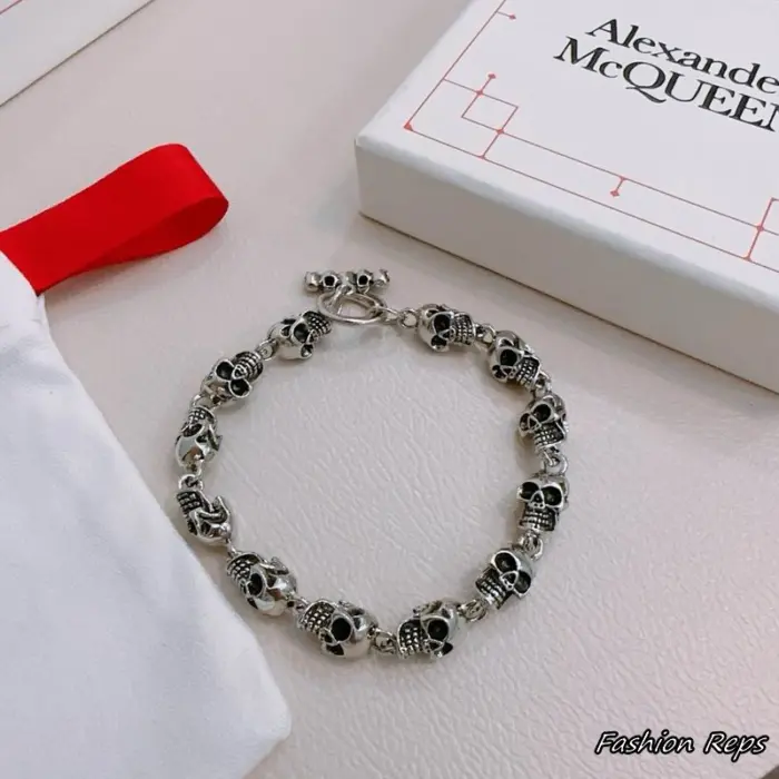 Alexander McQueen Gothic Skull Link Toggle Clasp Bracelet